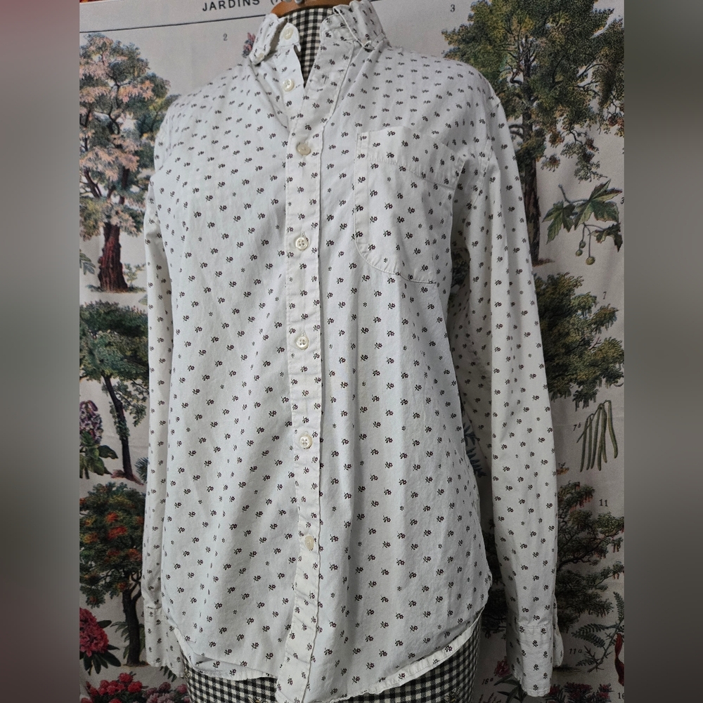 J. Crew White Shirt with Black Pattern